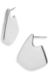 Open Edit Rounded Triangular Drop Earrings In Silver