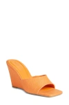 Open Edit Rowan Wedge Slide Sandal In Orange Zest Raffia