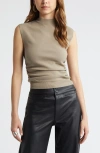 Open Edit Ruched Cap Sleeve Sweater In Grey Chia