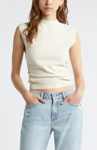 OPEN EDIT OPEN EDIT RUCHED CAP SLEEVE SWEATER