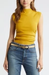 Open Edit Ruched Cap Sleeve Sweater In Yellow Harvest