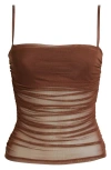 Open Edit Ruched Mesh Camisole