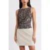 Open Edit Ruched Mesh Tank In Blue