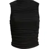Open Edit Ruched Mesh Tank Top