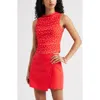 Open Edit Ruched Mesh Tank Top In Red