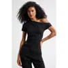 Open Edit Ruched Off The Shoulder T-shirt In Black
