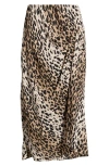 Open Edit Ruched Side Midi Skirt In Brown