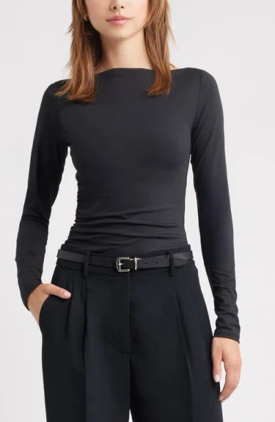 Open Edit Ruched Side Top In Black