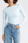 Open Edit Ruched Side Top In Blue