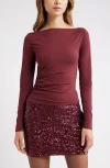 Open Edit Ruched Side Top In Burgundy