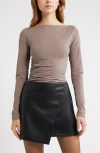 Open Edit Ruched Side Top In Gray