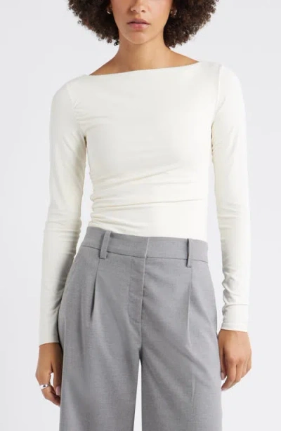 Open Edit Ruched Side Top In White