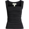 Open Edit Ruched Square Neck Tank In Black