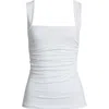 Open Edit Ruched Square Neck Tank In Blue