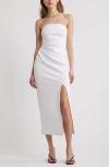 Open Edit Ruched Strapless Maxi Dress In White