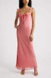 Open Edit Ruffle Chiffon Maxi Dress In Pink