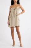 Open Edit Ruffle Chiffon Minidress In Neutral