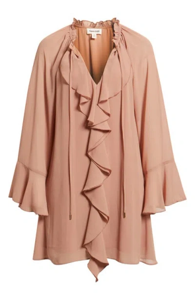 Open Edit Ruffle Chiffon Shift Dress In Pink
