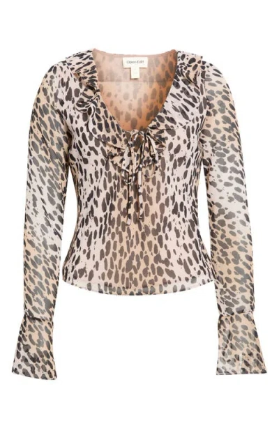 Open Edit Ruffle Chiffon Top In Gold