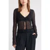 Open Edit Ruffle Sheer Lace Top In Black