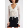 Open Edit Ruffle Sheer Lace Top In White