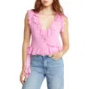 Open Edit Ruffle Sleeveless Crop Top In Pink Lei