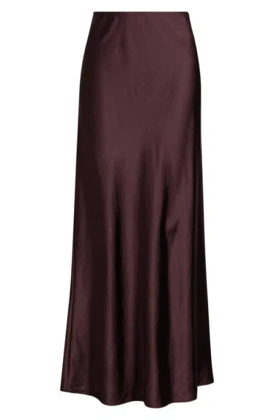 Open Edit Satin Maxi Skirt In Burgundy Fudge