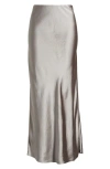 Open Edit Satin Maxi Skirt In Gray