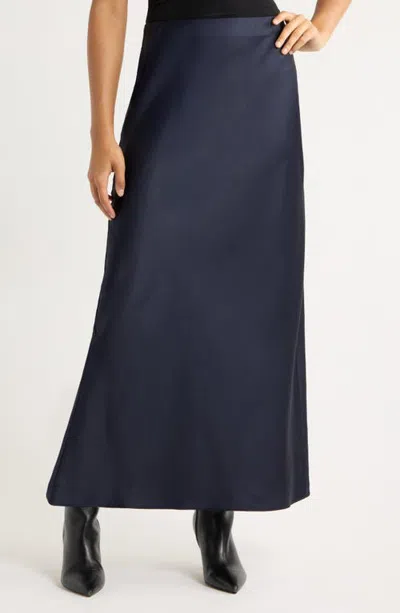 Open Edit Satin Maxi Skirt In Blue