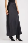 Open Edit Satin Midi Skirt In Black