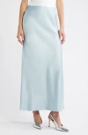 Open Edit Satin Midi Skirt In Blue