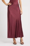Open Edit Satin Midi Skirt In Burgundy