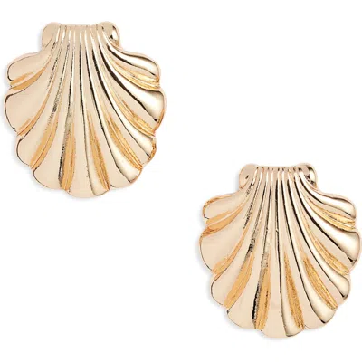 Open Edit Scallop Shell Stud Earrings In Gold