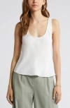 Open Edit Scoop Neck Woven Tank In Ivory Cloud