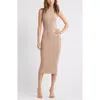 Open Edit Sculpt Mock Neck Rib Midi Dress