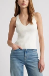 Open Edit Sculpt V-neck Tank In Ivory Cloud