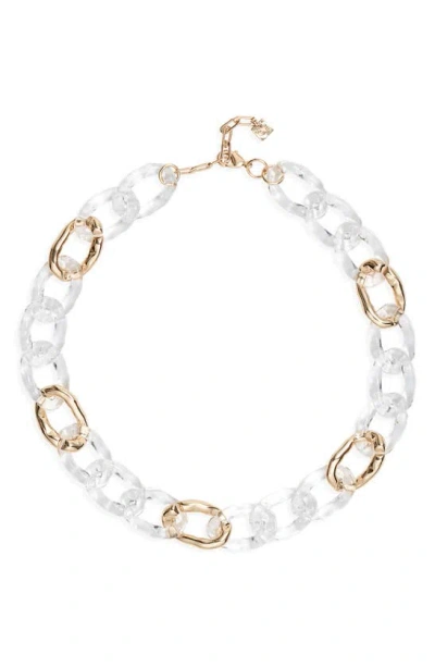 Open Edit Sculpted Lucite® Link Collar Necklace In Gold