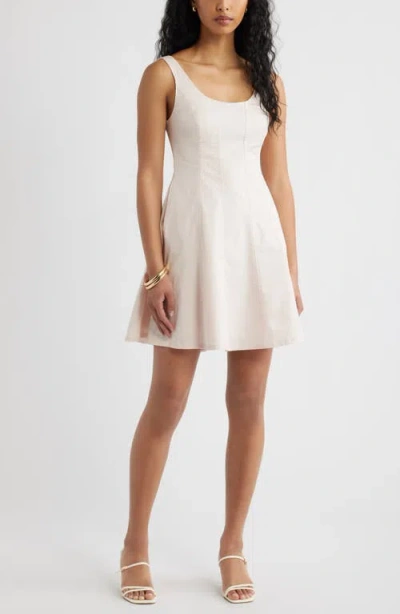 Open Edit Seam Fit & Flare Poplin Minidress In Neutral