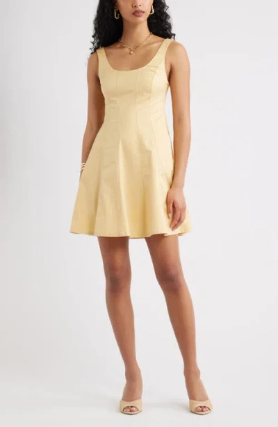 Open Edit Seam Fit & Flare Poplin Minidress In Yellow