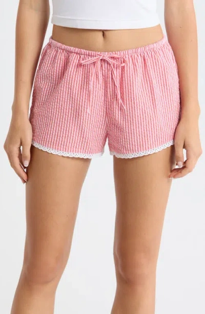 Open Edit Seersucker Boxer Sleep Shorts In Pink