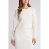 Open Edit Sequin Crewneck Sweater In Ivory Cloud
