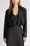 Open Edit Sequin Crop Blazer In Black