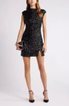 Open Edit Sequin Minidress In Black