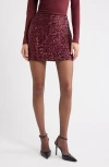 Open Edit Sequin Miniskirt In Burgundy