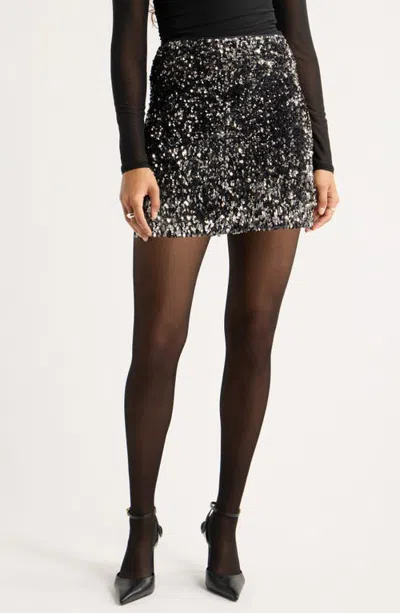 Open Edit Sequin Miniskirt In Black