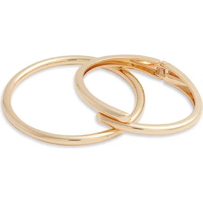 Open Edit Set Of 2 Bangle & Hinged Bypass Bracelets In Gold