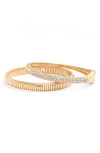 Open Edit Set Of 2 Bangles In Clear- Gold