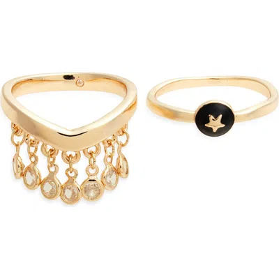 Open Edit Set Of 2 Crystal Enamel Rings In Multi