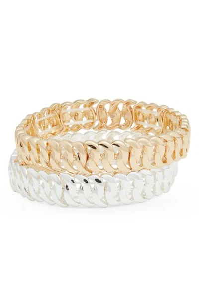 Open Edit Set Of 2 Cuban Link Stretch Bracelets In Multi