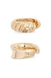 Open Edit Set Of 2 Cuff Earrings In Gold